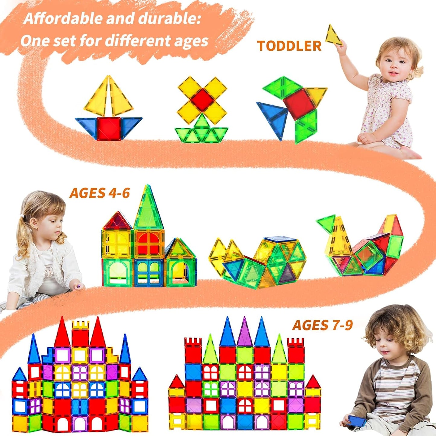 MAGBLOCK 85Pcs Marble Run Magnetic Tiles Toy Building Blocks STEM Educational Child Brain Development Kit Magnet Construction Toys for Boys Girls Kids Age 5 6 7+ Years Old