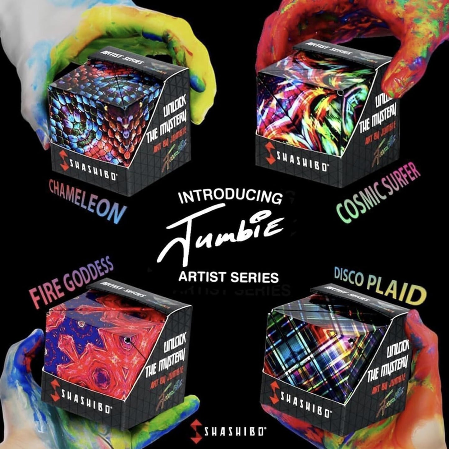 Shashibo Shape Shifting Box - Award-Winning STEM Fidget Toy with Ultra Strong Magnets - Puzzle Cube Transforms Into 100+ Shapes, Perfect Sensory Gift for Kids, Teens, and Adults (Glowquarium)