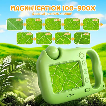 2 in 1 Kids Microscope & Camera, 1080p Hd Autofocus Digital Microscope, 48mp 1000x Magnification Handheld, Stem Educational Toy with 32gb Sd Card, Birthday for 3-12 Boys Girls (Yellow)