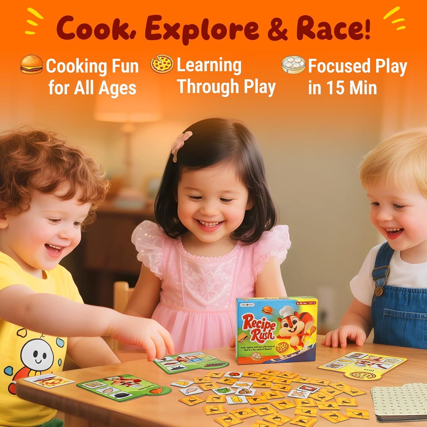 rokt&razo Recipe Rush, Cooking & Matching Card Game for Toddlers & Kids, Ages 18 Months to 10+, Educational Board Game, Easy to Learn, No Reading Required, Perfect for Family Game Night, 1–4 Players