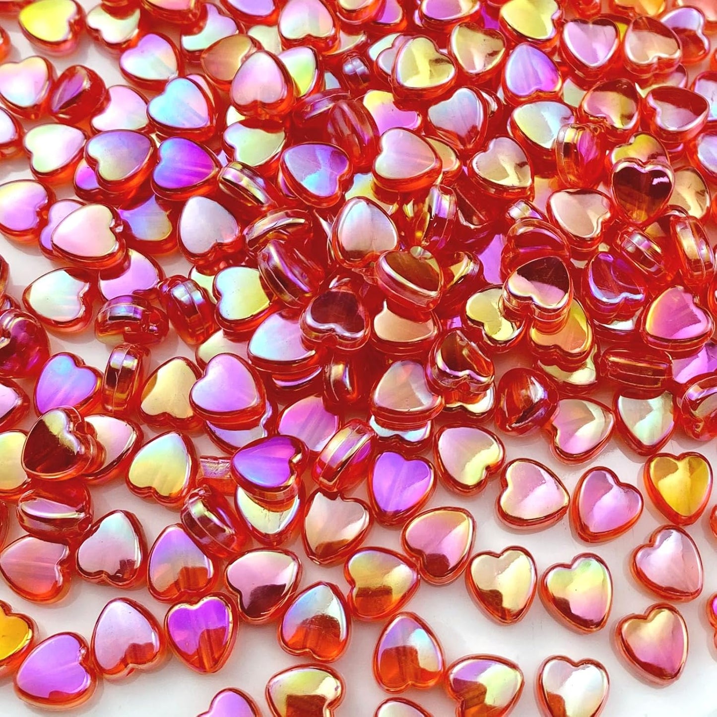 400 PCS Acrylic Heart Shape Beads AB Colors Heart Pony Spacer Beads for Jewelry Making DIY Bracelet Earring Necklace Key Chains(Deep Pink)
