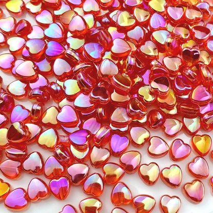 400 PCS Acrylic Heart Shape Beads AB Colors Heart Pony Spacer Beads for Jewelry Making DIY Bracelet Earring Necklace Key Chains(Deep Pink)