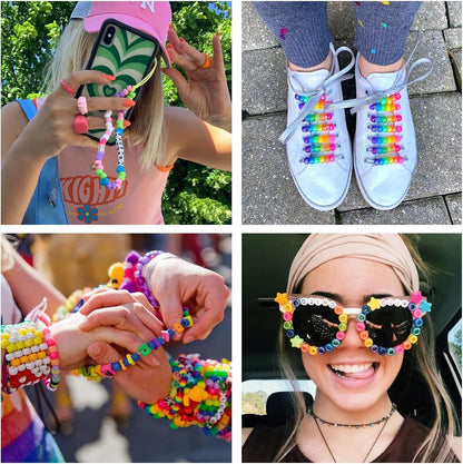 Bracelet Making Kit 96 Colors Pony Beads 3300pcs Friendship Bracelet Kit Rainbow Kandi Beads with Letter and Heart Beads Elastic Threads for Kids Adults Keychain Jewelry Necklace Making