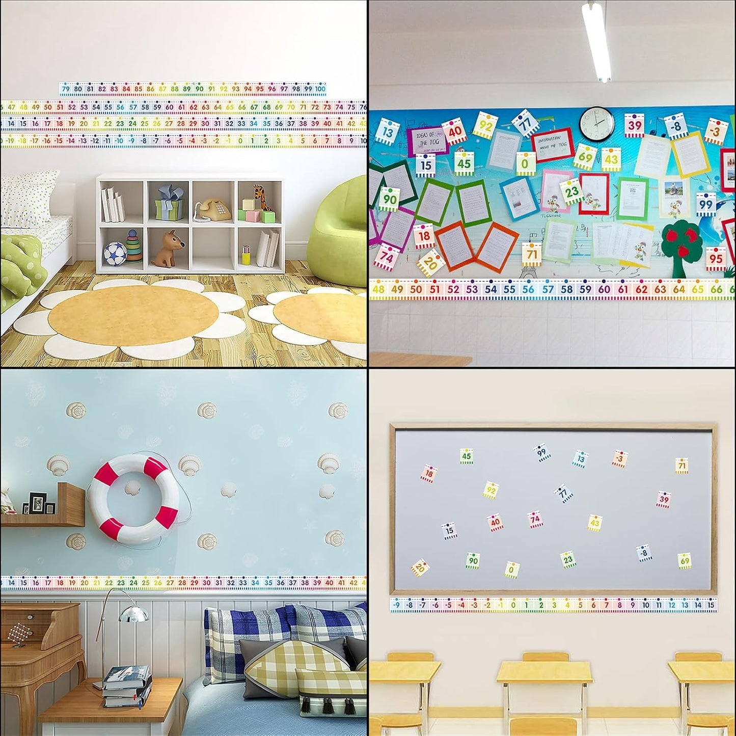 Fancy Land Number Line for Classroom Wall Bulletin Board Border Rainbow -20 to 100 Classroom Decoration 36ft 1 Roll Math Classes Decor