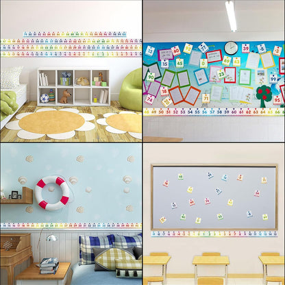 Fancy Land Number Line for Classroom Wall Bulletin Board Border Rainbow -20 to 100 Classroom Decoration 36ft 1 Roll Math Classes Decor