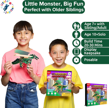 Little Jupiter DIY Wooden Kit with Stickers - Dinosaur Toys for Kids for 7-12 Yrs - Dinosaur Toy Woodworking Kits - Wood Crafts - Kids Building Kit - Wooden Crafts (Stegosaurus)