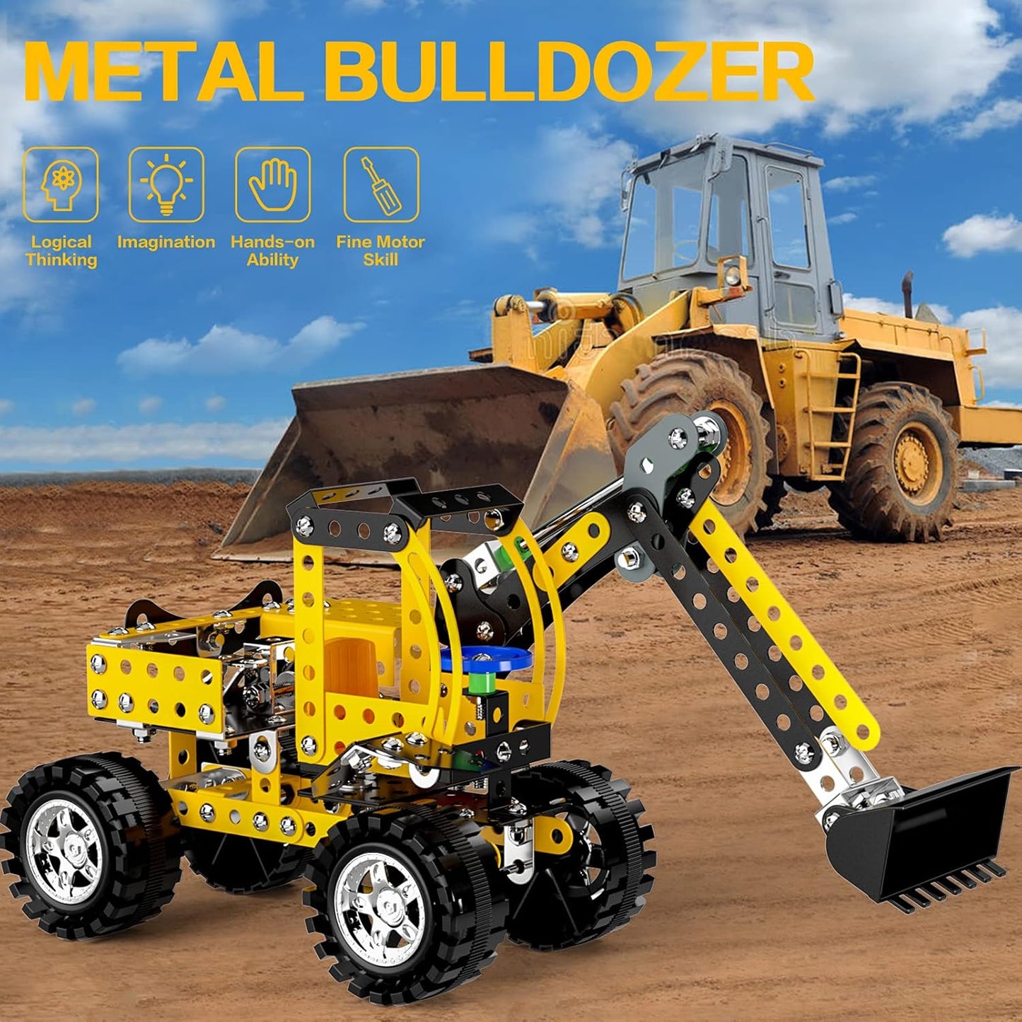 Lucky Doug STEM Building Projects Model Train Set Toys for Boys Kids 8 9 10 11 12 Years Old and Older - 340 PCS DIY Metal Building STEM Toys