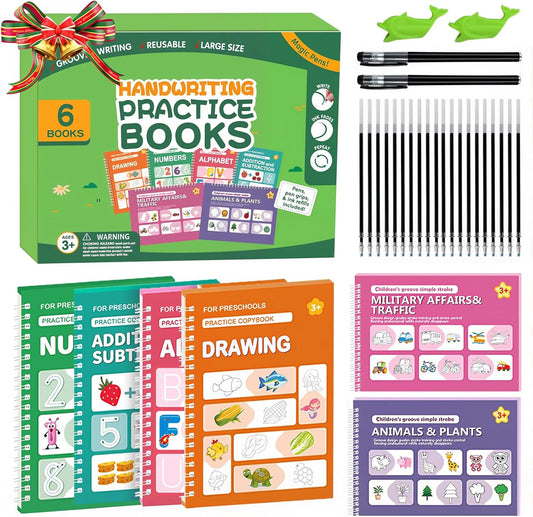 Magic Grooved Handwriting Practice Books for Kids 3-7 | Preschool Tracing Workbooks, Educational Toys for 4 Year Olds | Perfect Easter Gifts for Toddlers (Mix Color-6Pack)
