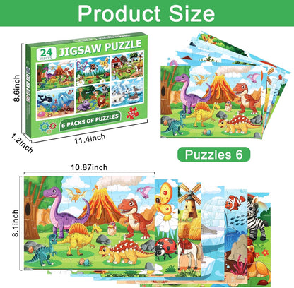LELEMON 100 Pieces Jigsaw Puzzles in a Metal Box for Kids Age for 4-8 Boys Girls Toy Puzzles Construction Site Vehicles Children Learning Educational Puzzles Toys