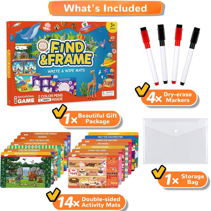 Search and Find Books for Kids 3-5, Reusable Preschool Learning Activities, Perfect Road Trip Essentials, Educational Toys, 28 PCS Busy Books for 3 4 5 6 Year Old Boys Girl Christmas Birthday Gifts