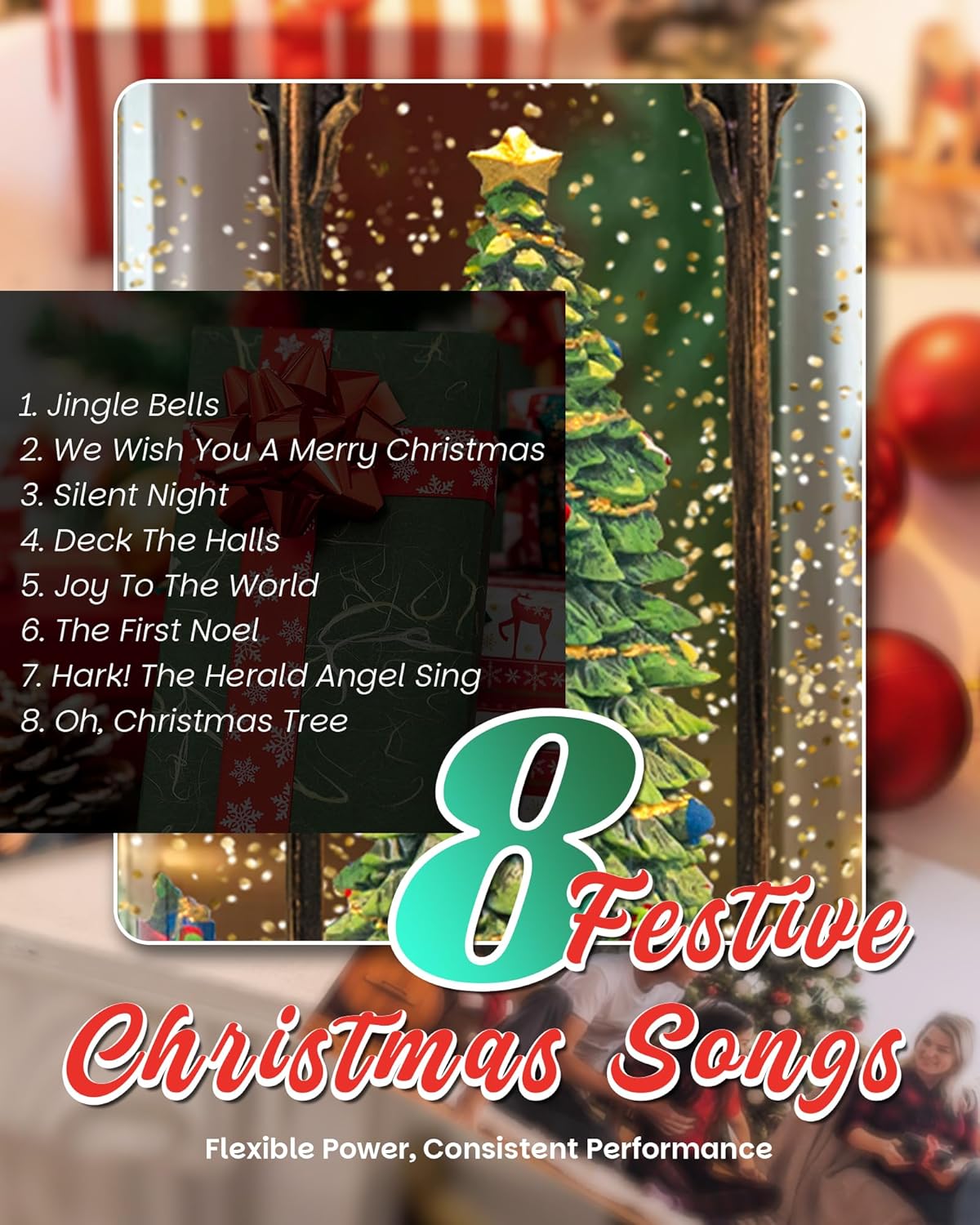 Extra Large Christmas Snow Globes Christmas Lantern, 12.99" Musical Snow Globe with 8 Songs, Santa Snowglobe for Kids Adults, 6H Timer Dual Power, Lighted Christmas Decorations Indoor Gifts