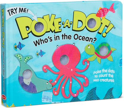 Melissa & Doug Poke-a-Dot! Who’s in the Ocean? Interactive Children's Board Book with Buttons to Pop, Educational Sensory Toy for Toddlers & Preschoolers Ages 3+ - FSC Certified