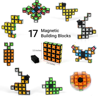 TOSY Magnet Fidget Spinner Mini - 8 Blocks, 3 in 1 Toy: Transformable Fidget Spinner, Infinity Cube, 2x2 Puzzle Cube, Easter Basket Stuffers for Kids/Adults, STEM Sensory Stress Relief Toy
