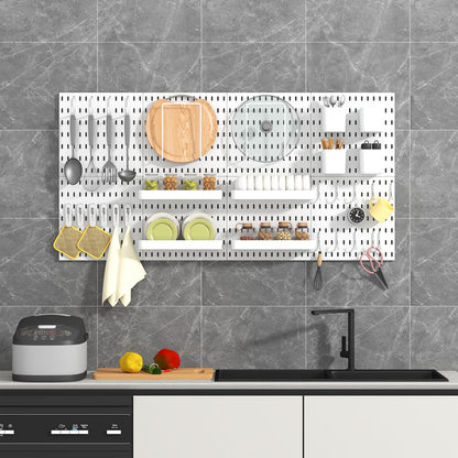 Pegboard Combination Kit, 8 Peg Boards and 30 Accessories Modular Hanging Black Pegboard for Walls, Office Wall Organizer, Keys Holder on Wall, Nursery Storage, 44"x22" Black