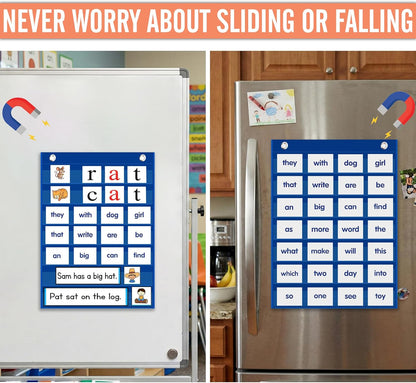 Magnetic Pocket Chart for Classroom - Small 7 Pocket Chart for Word Wall Daily Schedule Sentence Strips Sticker Display, Black Teacher Supplies for Preschool Elementary & Home