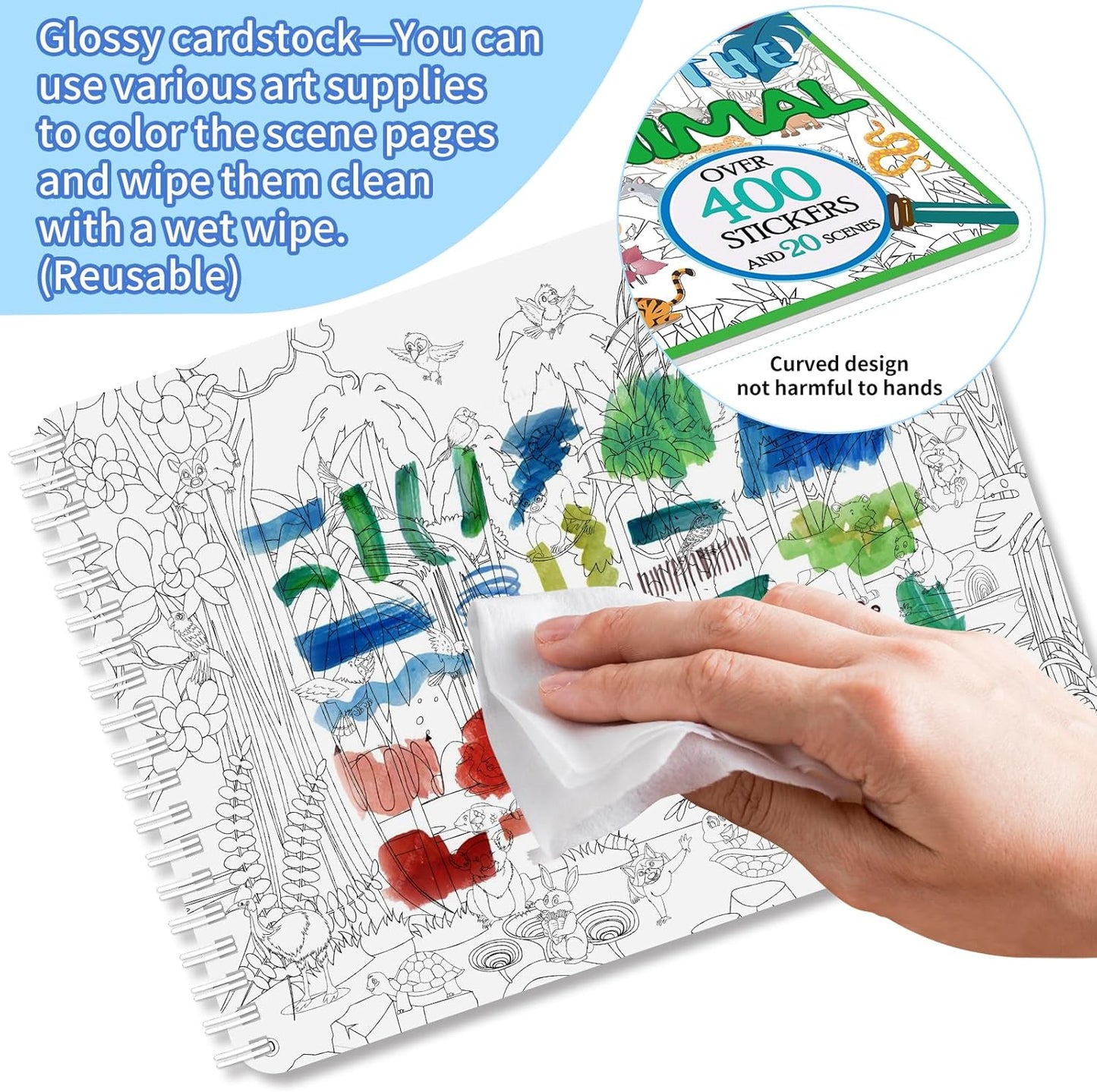 Kalysky Dinosaur and Ocean Animal Scene Sticker Book for Kids Ages 4-12, Search and Find Sticker Activity Book–Travel Toys for Toddlers, Airplane & Road Trip Games, Educational Fun