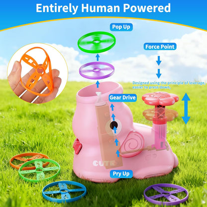 CPSYUB Outdoor Stomp Flying Disc Launcher Toys for Kids Ages 3 4 5 6 7 8 9 10, Elephant Butterfly Catching Game, Outside Yard Activities Chasing Toy, Outdoor Birthday for 3-8 Year Old Boys Girls