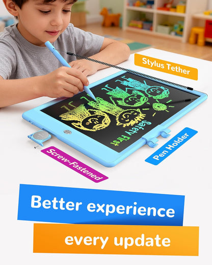 KOKODI LCD Writing Tablet, 12 Inch Colorful Toddler Doodle Board Drawing Tablet, Erasable Reusable Electronic Drawing Pads, Educational and Learning Toy for 3-6 Years Old Boy and Girls(Blue)