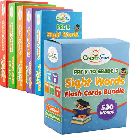 106 Sight Words Flash Cards Pre K for Ages 3-4, Dolch & Fry Sight Word Reading Games, Homeschool Supplies for Preschool with 7 Educational Game Ideas
