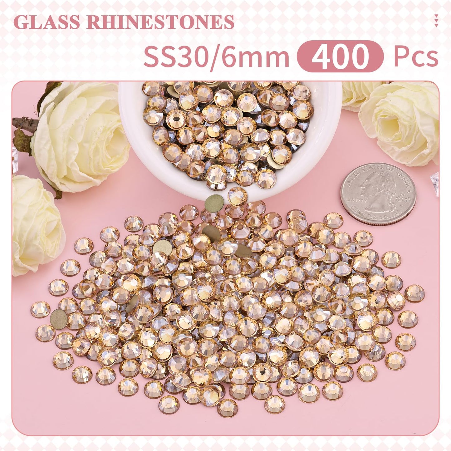5000PCS SS6/2mm Glass Crystal Rhinestones (Clear), Bedazzling Flatback Rhinestones for Crafting DIY Crafts Nail Art Makeup Decoration, Gems Diamond Charms for Tumbler Shoes Clothing Mug