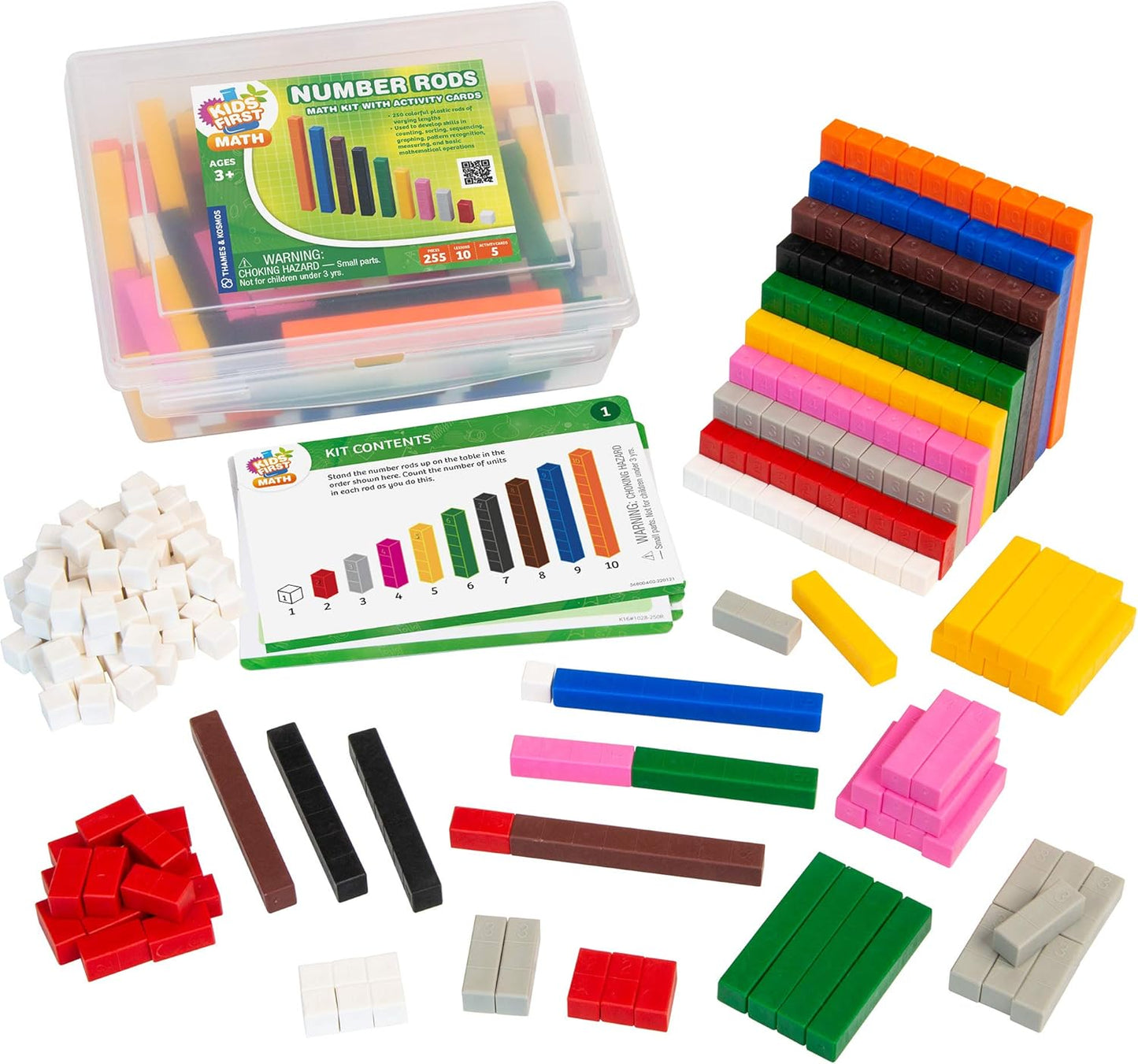 Kids First Math: Number Rods Math Kit w/Activity Cards | Develop Skills in Counting, Sorting, Sequencing, Graphing, Measuring & More | Visual Hands-on Math for at-Home or Classroom Learning, Ages 3+