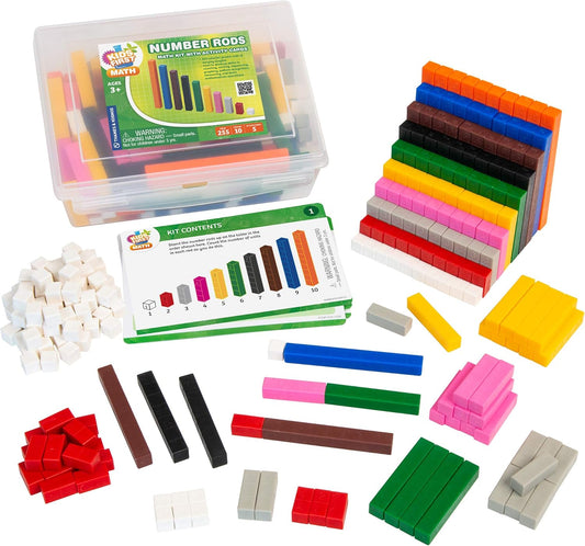 Kids First Math: Number Rods Math Kit w/Activity Cards | Develop Skills in Counting, Sorting, Sequencing, Graphing, Measuring & More | Visual Hands-on Math for at-Home or Classroom Learning, Ages 3+