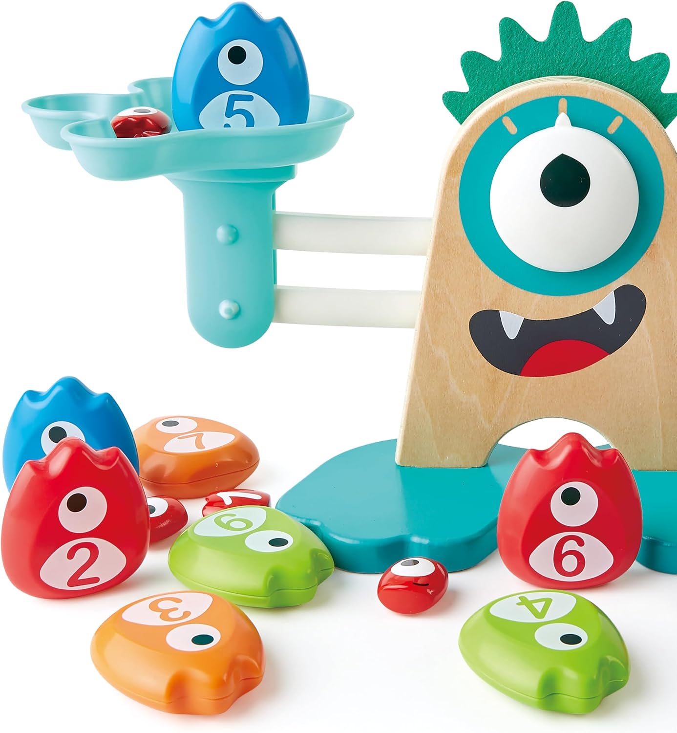 Hape Math Monster Scale Toy| 22 PCs Cute Counting Math Toy| STEM Educational Learning Counting Math Games for Preschool