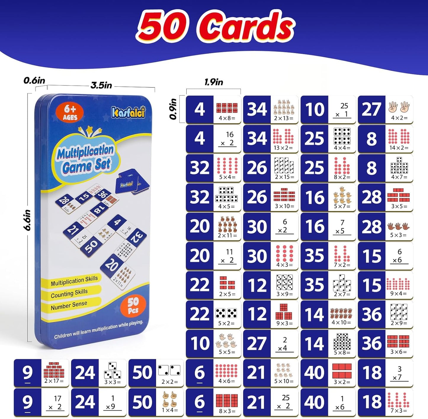 Kasfalci Multiplication Dominoes Set,Math Manipulatives Games for Kids,Counting Toy,Learning Games,Preschool Learning Activities,Homeschool Supplies,Kindergarten Classroom Must Haves,1st 2nd 3rd Grade