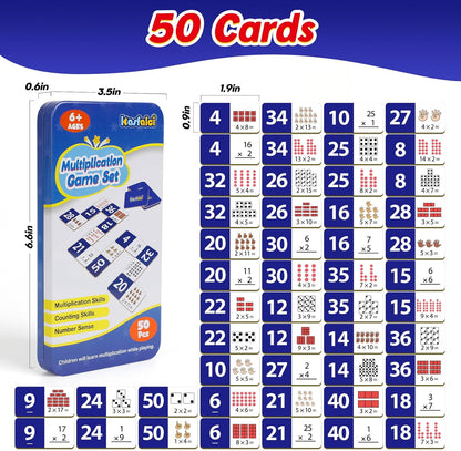 Kasfalci Multiplication Dominoes Set,Math Manipulatives Games for Kids,Counting Toy,Learning Games,Preschool Learning Activities,Homeschool Supplies,Kindergarten Classroom Must Haves,1st 2nd 3rd Grade