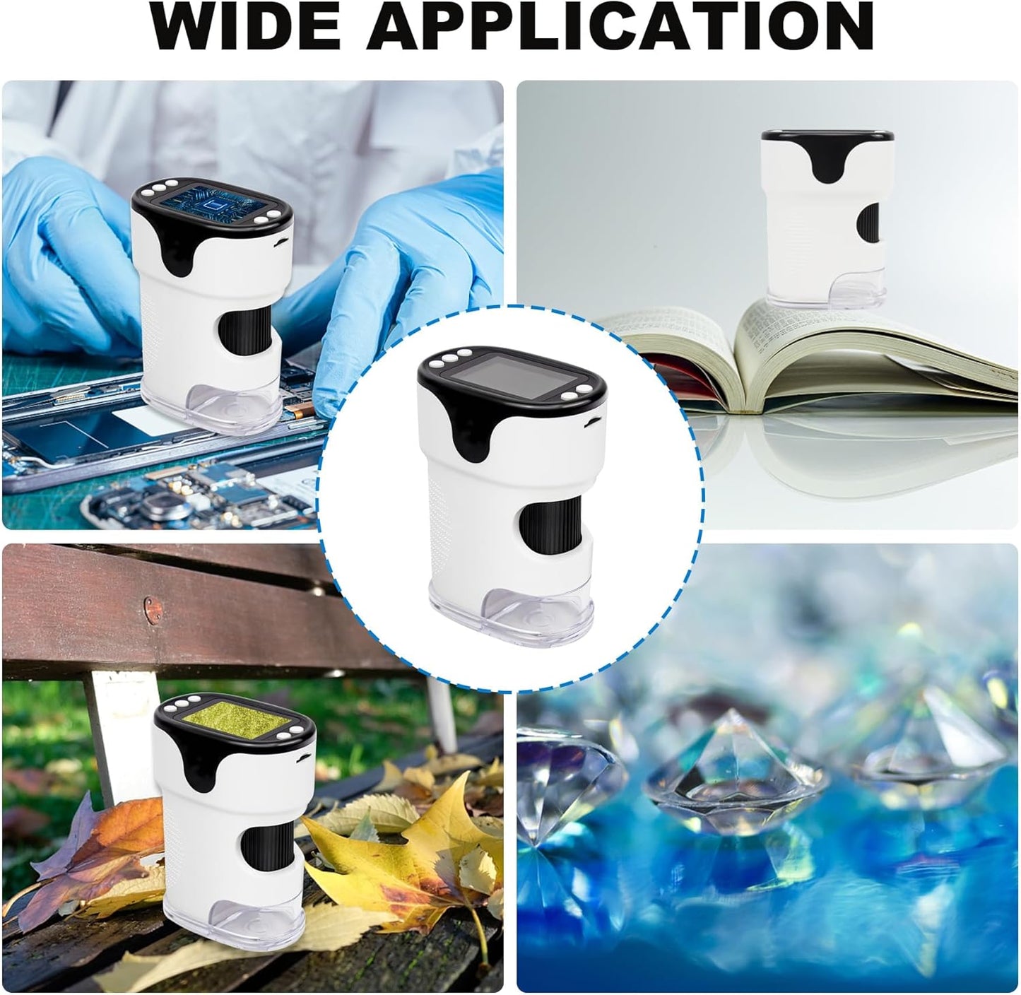 1000X Handheld Digital Microscope for Kids 2'' HD Screen 4K Rechargeable Mini Pocket Microscope with Slide Kit, Microscope Stand, 32G SD Card for Education Gift Age 4-6 8-12 Children