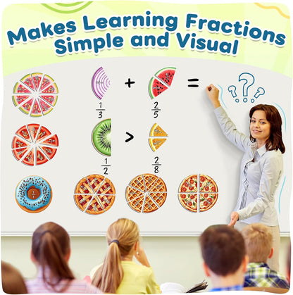 Magnetic Fraction Tiles & Circles, Bars,Math Manipulatives, Fraction Manipulatives for 2nd, 3rd, 4th, 5th Grade Classroom Must Haves Teachers Whiteboard Teaching School Homeschool Supplies