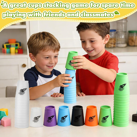 SEISSO Quick Stacking Cups, Stacking Cup Set Classic Stack Training Game Toys,12PCS Purple Stacking Cup Set for Boys Girls Kids