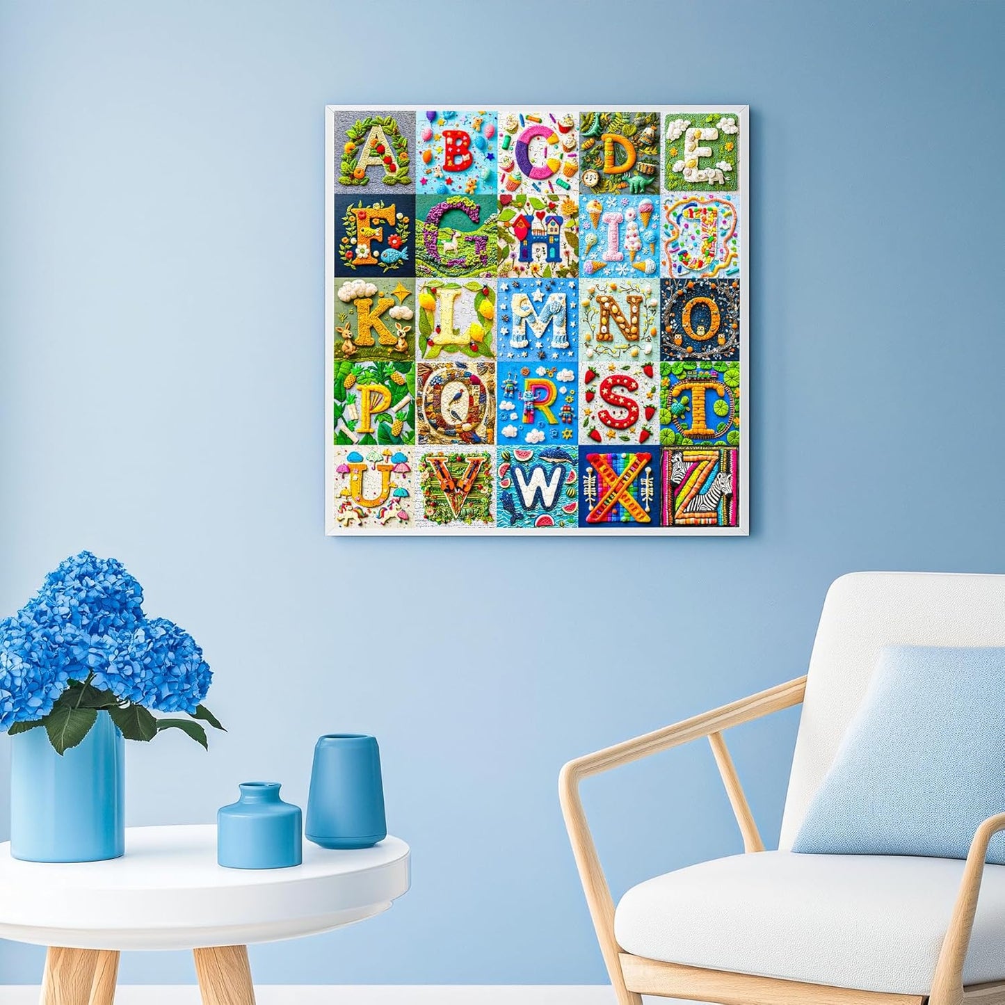 Bgraamiens-NO Y-Patchwork Alphabet Collage Jigsaw Puzzle with NO Y- Funny and Colorful Jigsaw 1000 Pieces for Adults