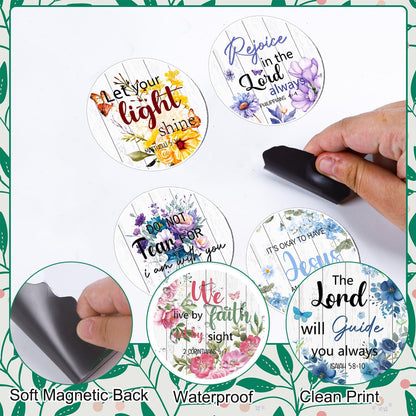 Bible Verses Fridge Magnets Set - Wxiben 20Pcs Floral Christian Religious Refrigerator Magnets Inspirational Scripture Magnetic Decorations Refrigerator Stickers for Home Fridge Office Kitchen Locker