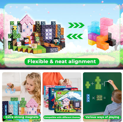 GraceDuck 300 PCS Magnetic Blocks - Magnetic Building Blocks, Stacking Magnets for Kids, Sensory Toy for STEM Montessori Sensory Toys for Kids 3+ Boys and Girls Christmas Birthday Gifts