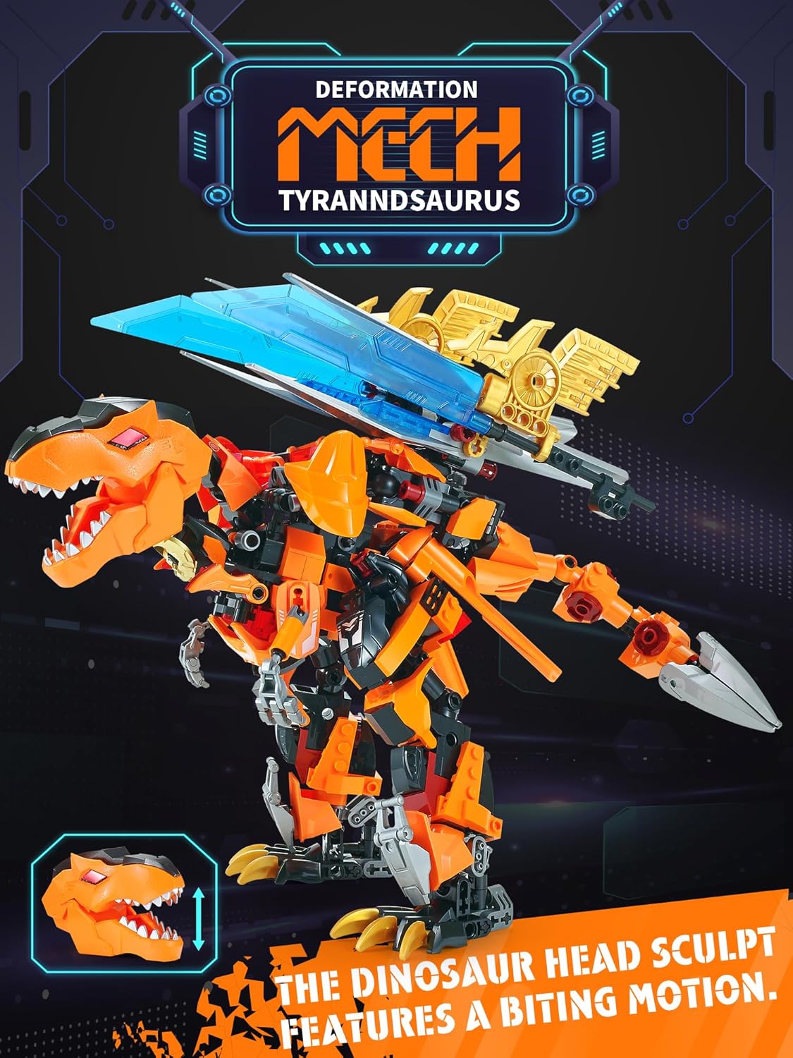 TIALLOW Pterodactyl Robot 2 in 1 Building Toy Sets, Dinosaurs Mech Transforming Building Block Model, Mecha Action Figures Pterosaur Building Kits, for Boys, Adult Age 8-12 (Pterodactyl)