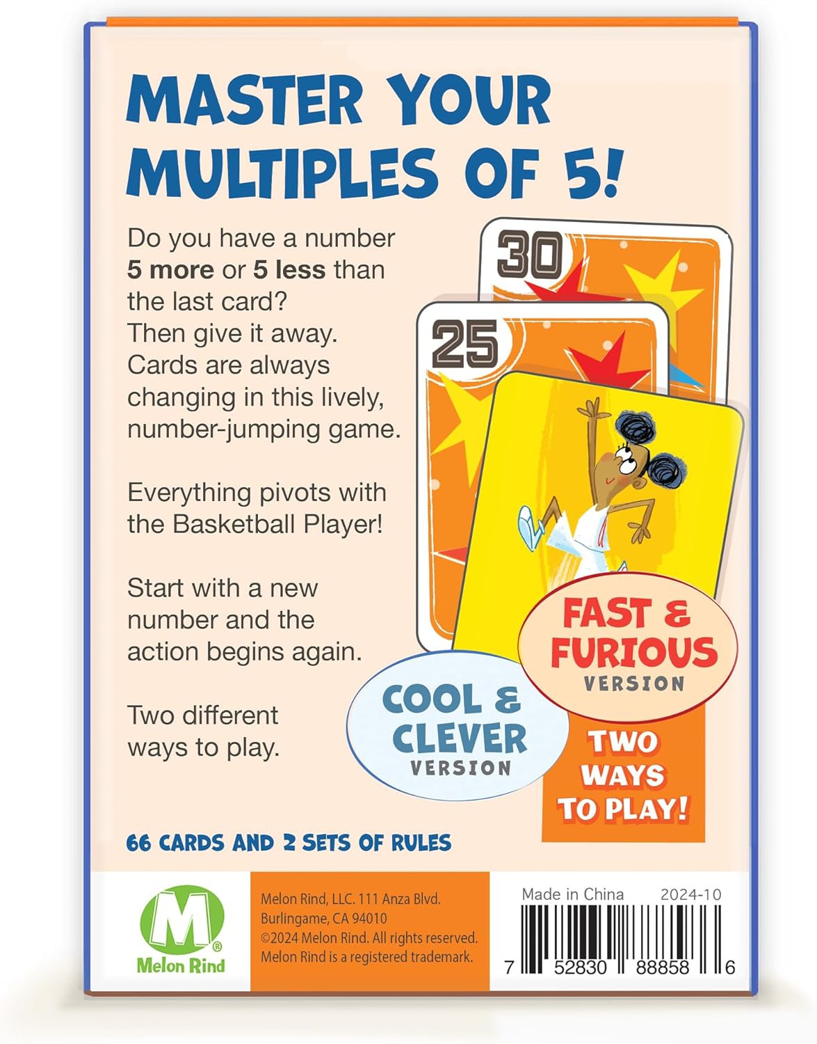 Melon Rind Jump 1, Math Game for Kids Learning Adding and Subtracting by 1, Lively, Card Game, Quick Activity for Boosting Math Confidence, Easy Screenless Fun, Perfect for Kindergarteners, Ages 5+