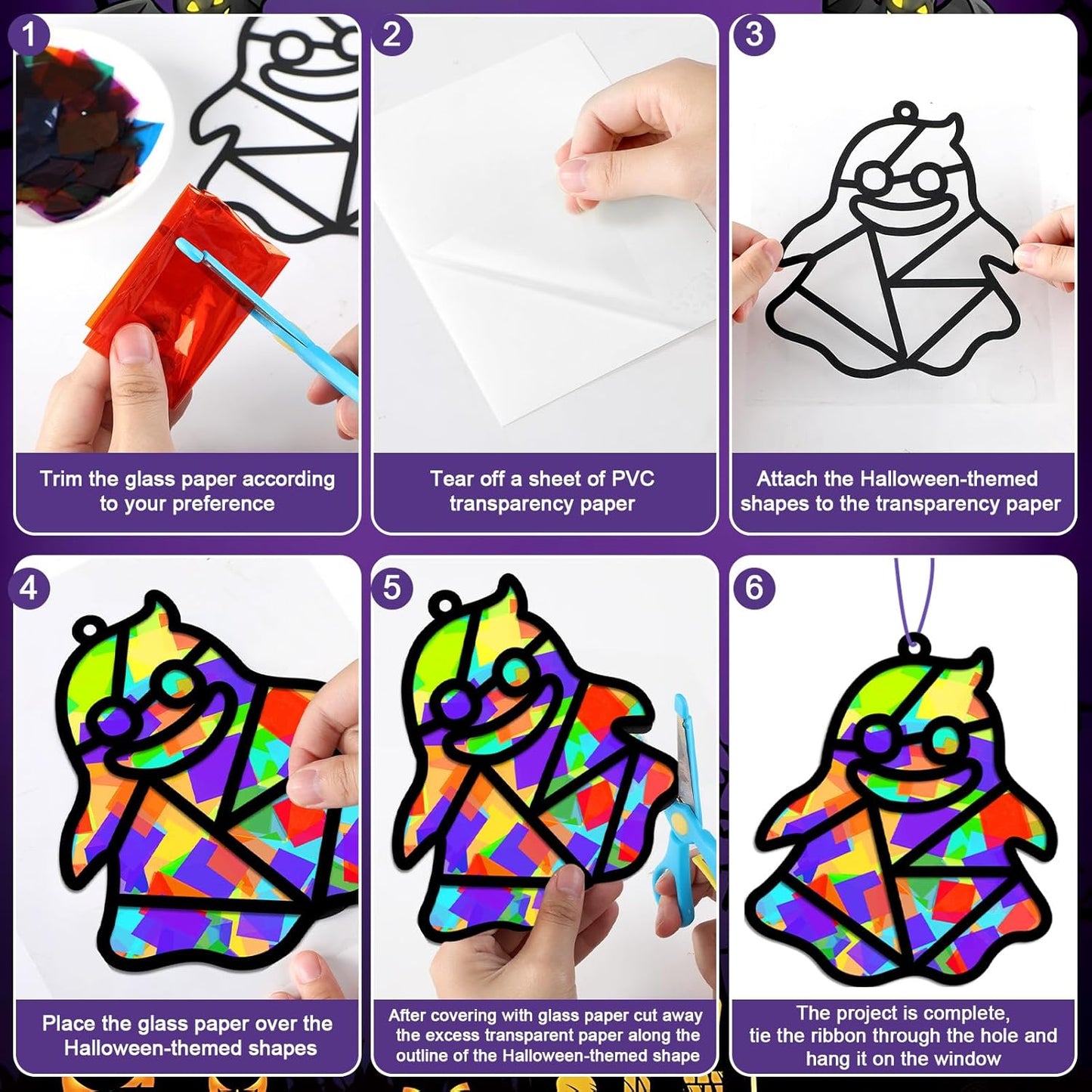 32 Sets Outer Space Suncatchers Craft Kit DIY Window Stained Glass Effect Planet Astronaut Alien Paper Crafts Home School Classroom Decoration Kid Birthday Gift Creative Art Project Activity Game - Colors B