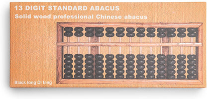 Black long Di fang Digital Standard Abacus-28.5cm-Professional 13-Column Soroban Calculator (Functional and Educational Tool) Vintage-Style Chinese Wooden Abacus.