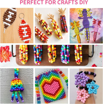 1000+pcs Glitter Pony Beads Bulk, Acrylic 9mm Large Plastic Bead for Bracelets Big Hole Hair Braids Crafts DIY Projects