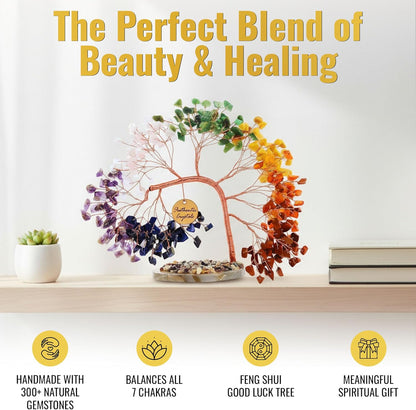 ANAYA AGATE 7 Chakra Healing Crystal Tree of Life Kit, Bracelet, Pendant, Necklace, Feng Shui Money Bonsai Tree, Positive Energy for Women, Mom, Sister and Housewarming Decoration