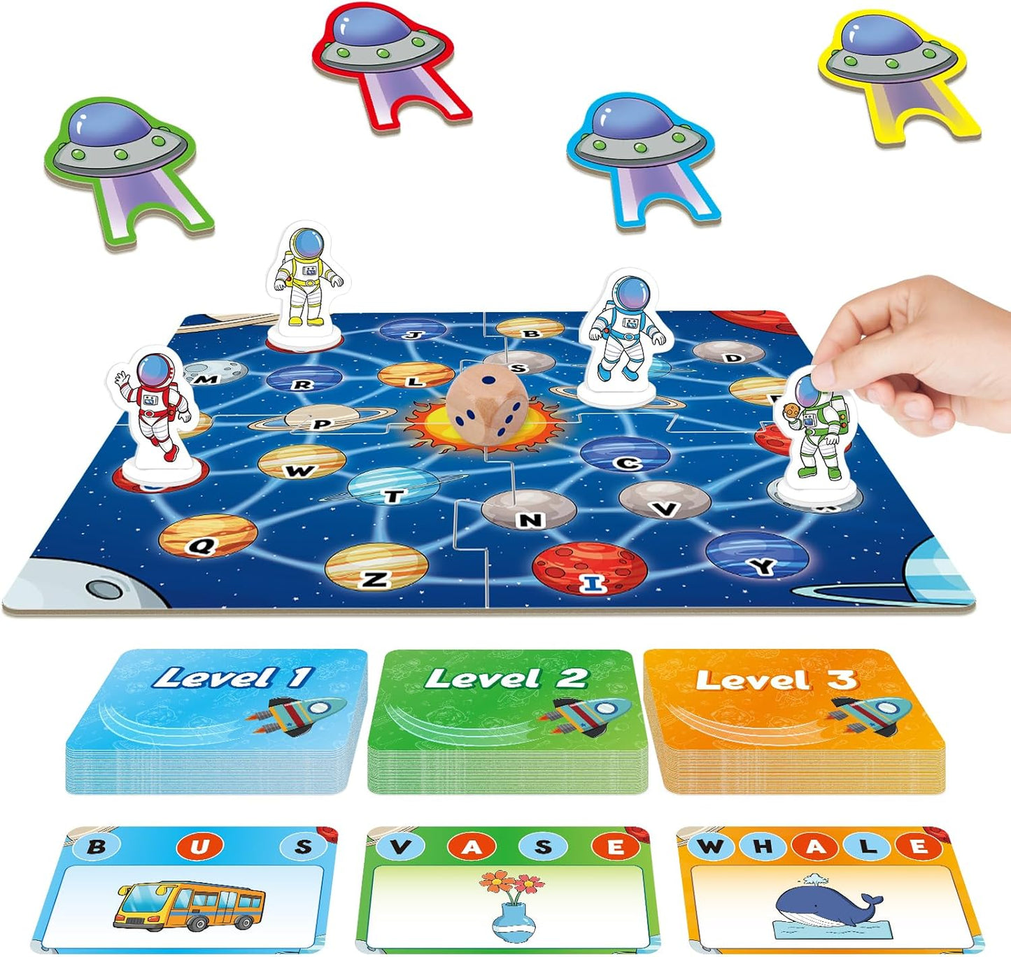 Broytain Letter Phonics Board Game for Kids,Educational Learning Word Board Games for Boys and Girls,Reading and Spelling Word Games Ages 4 5 6,Classroom Travel Indoor Outdoor Family Games