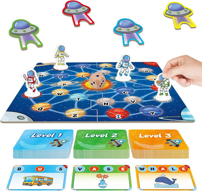 Broytain Letter Phonics Board Game for Kids,Educational Learning Word Board Games for Boys and Girls,Reading and Spelling Word Games Ages 4 5 6,Classroom Travel Indoor Outdoor Family Games