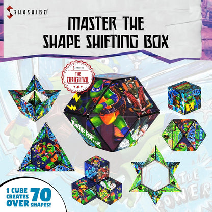 SHASHIBO Teenage Mutant Ninja Turtles Shape Shifting Box - STEM Magnetic Fidget Cube that Transforms Into Over 100 Shapes, Download Fun in Motion Toys Mobile App (Raphael)