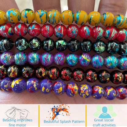 8mm Glass Beads Round Bulk for Bracelet, Glow in Dark Beads, DIY Jewelry Windchime Suncatcher Party Supplies, 300 pcs