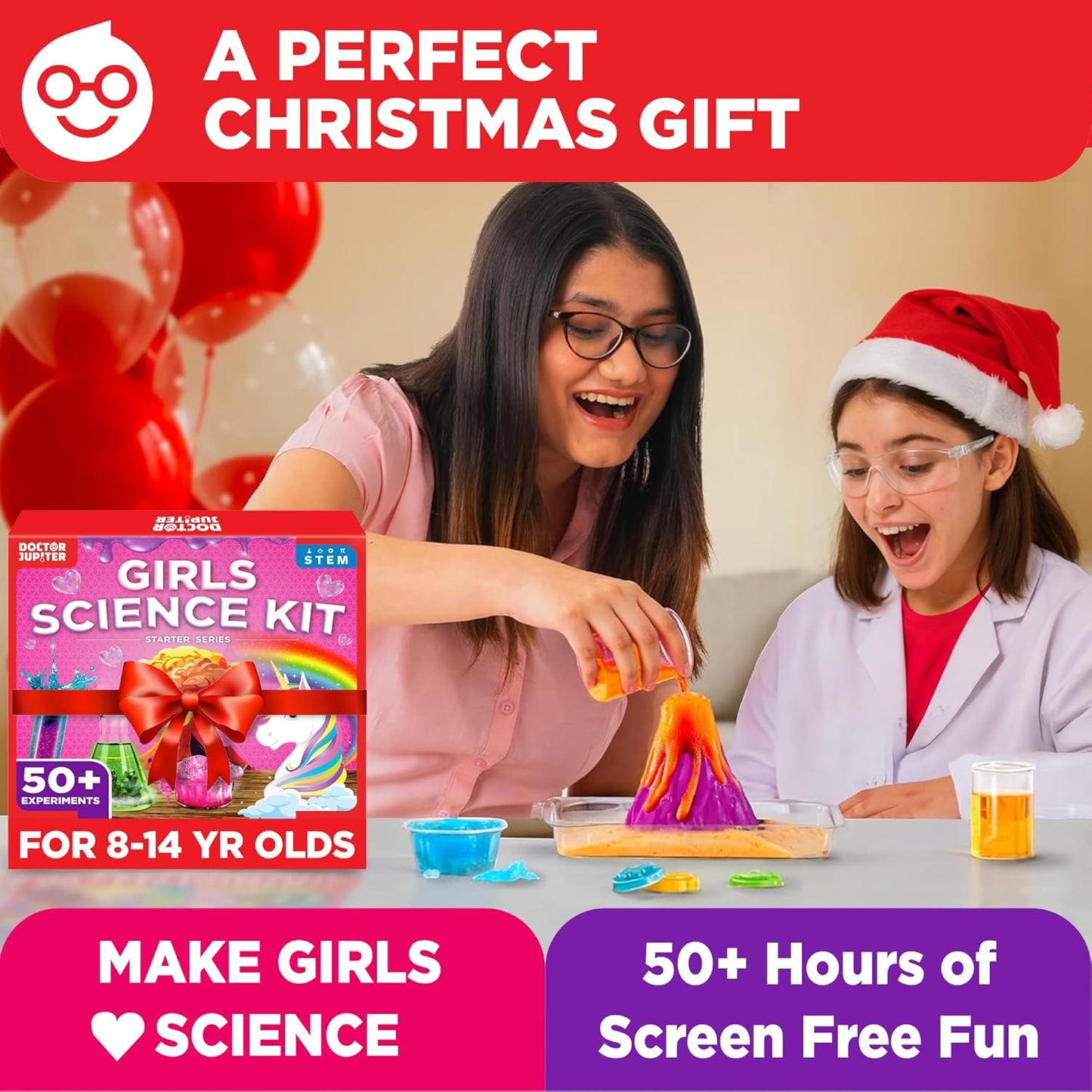 Doctor Jupiter Preschool Science Kit for Kids Ages 3-5 | Toddler Learning Activities, Birthday Gift Ideas for 3-4-5 Year Old Girls | Learning & Educational Toy STEM Kit with 100+ Experiments