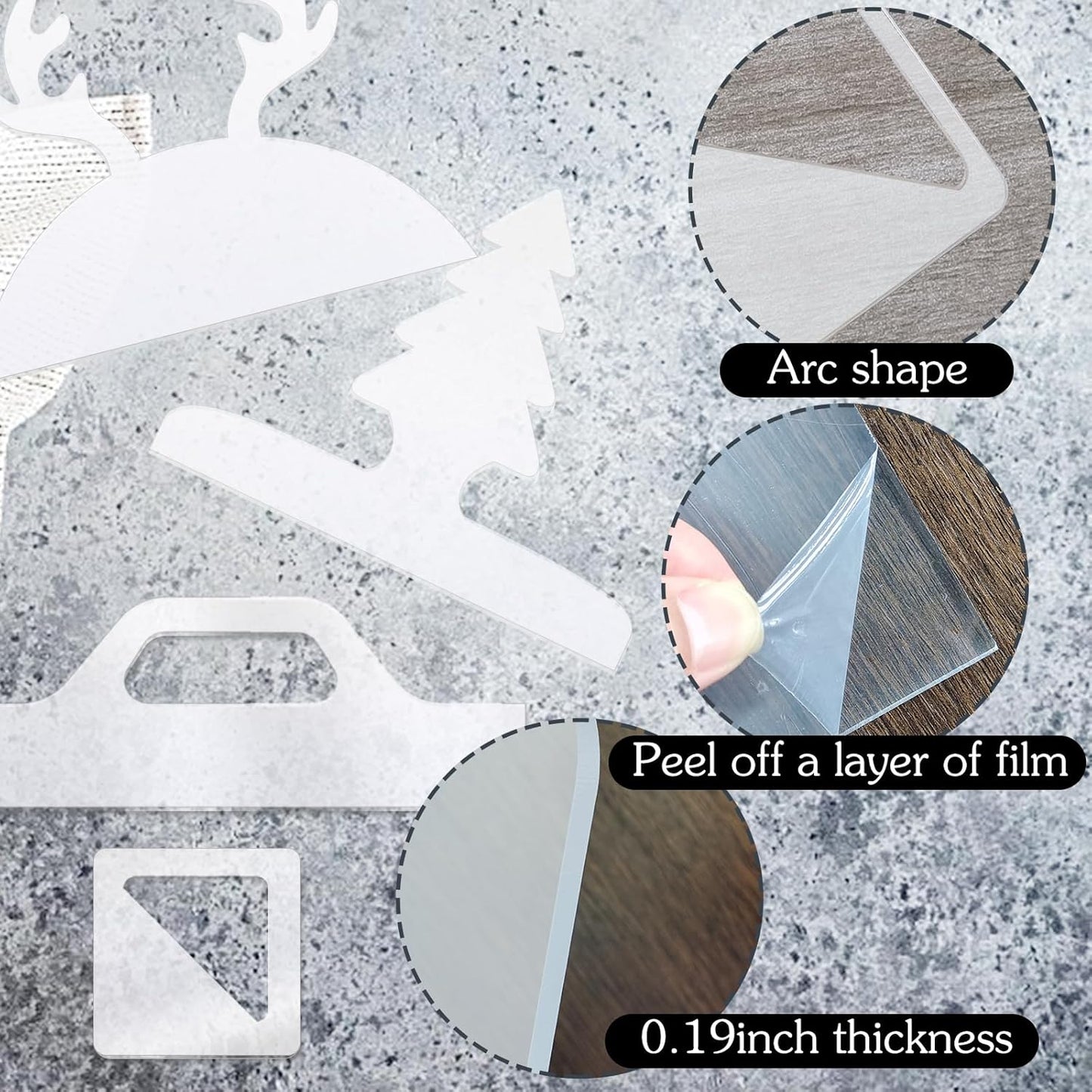 Router Templates, 4pcs Acrylic Charcuterie Board Handle Template, LYMOI Clear Cut Board Thick Handle Template, Angled Curvy Tracing Stencils Cut Guide Tools for Kitchen Woodworking. (Style 1)