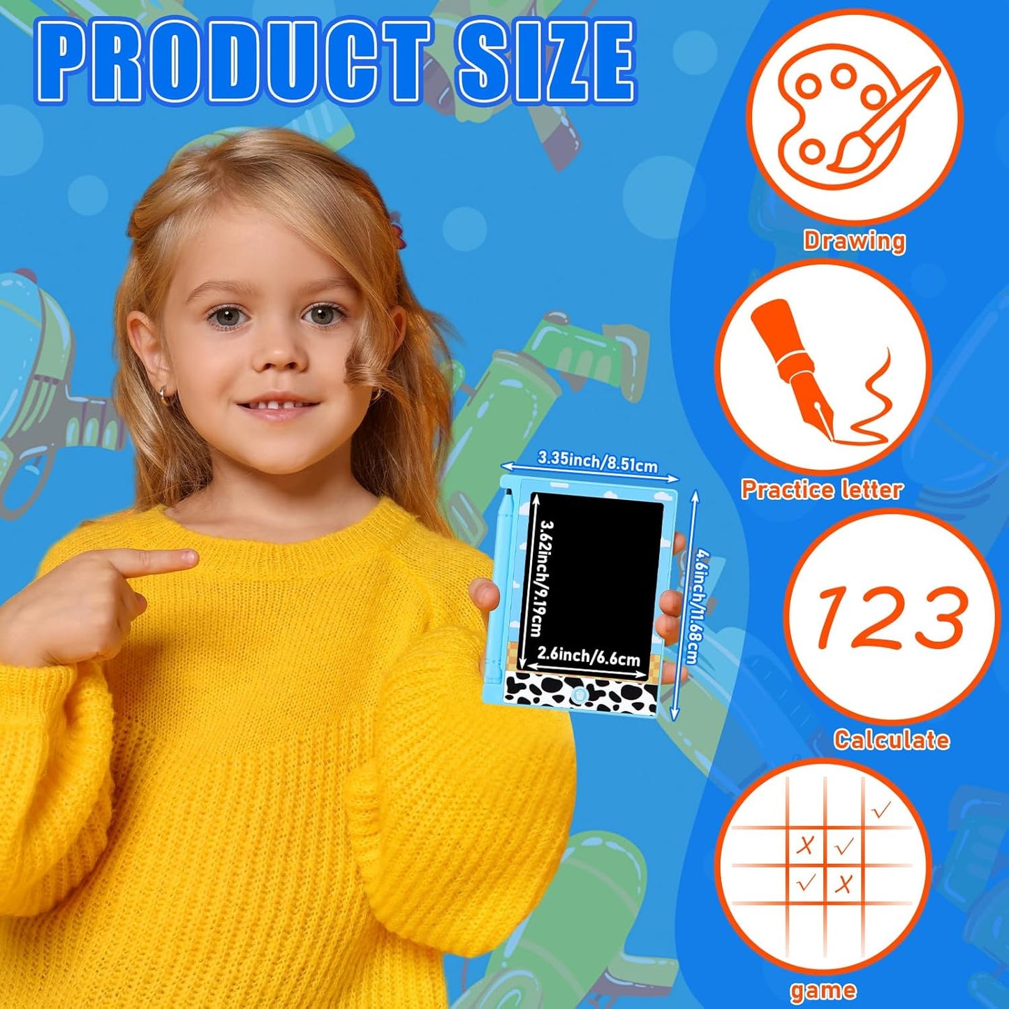 Nezyo 24 Pack Toy Inspires Party Favors Supplies, LCD Writing Tablet for Kids, 4.6'' Mini Board Drawing Tablet, Cartoon Goodie Bags Stuffers Birthday Toddler Boy Student Gifts