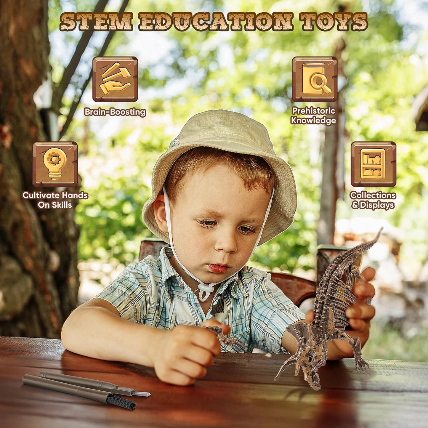 VIBIRIT Dig Up Dinosaurs Skeleton Set,Dinosaur Digging Fossil Kit Model Toys,Excavation Kits for kids5-12year,Educational Realistic Toys for Kids,Boys,Girls