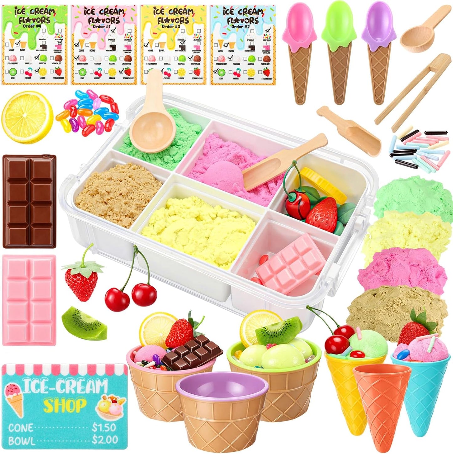 Thenshop Summer Aloha Juice Bar Sensory Bin Lemonade Stand Summer Sensory Bin Filler Sandbox Play Sand Kit Juice Stand Education Activities DIY Making Kit for Play Gift Sorting Counting Training